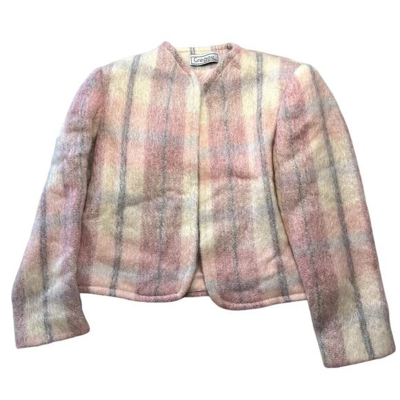 Gregge Sport Jackets & Blazers - VTG 90s Gregge Sport Mohair Cropped Pink Plaid Jacket USA Made Sz 4